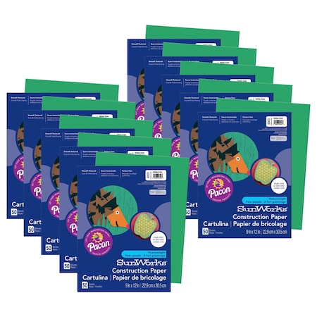 Pacon SunWorks Construction Paper, Holiday Green, 9x12, PK500 P8003